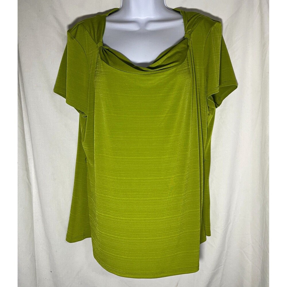 East 5th Women’s Green Cowl Neck Knit Short Sleeve Pullover Top - XL